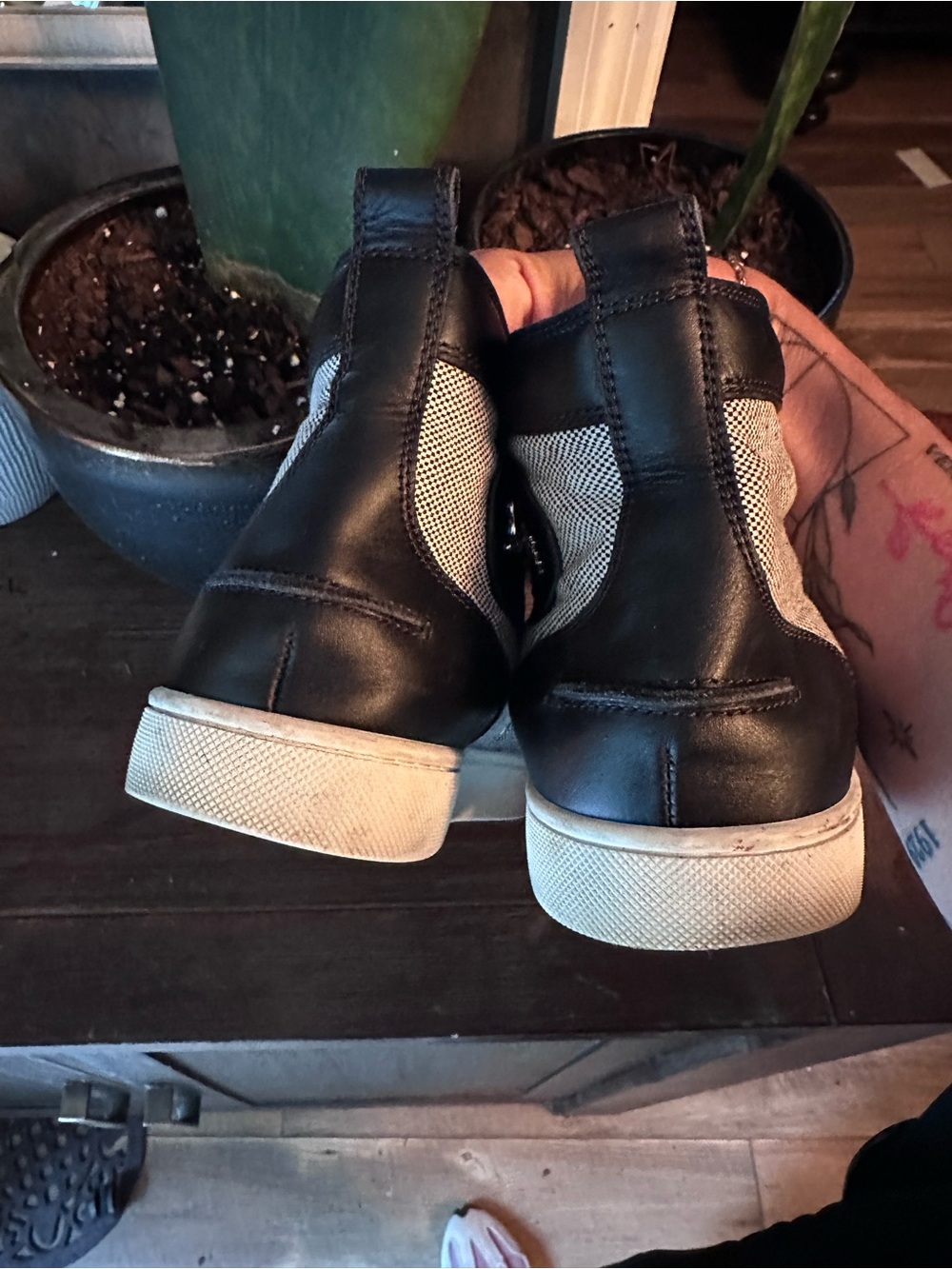 Christian Louboutin Rantus Black and White High-Top Sneakers - Picture 6 of 7
